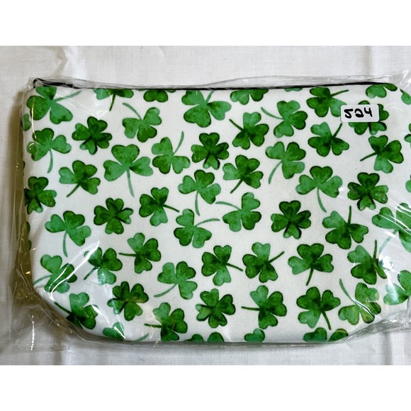 Unbranded Handbags - Unbranded Shamrock Pouch Women Small Green White New Clover Print Zipper Bag